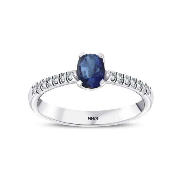 Oval Kesim Safir Pırlanta Yüzük