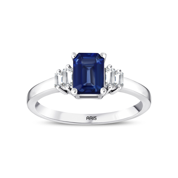 1.26 Karat Zümrüt Kesim Safir Pırlanta Yüzük