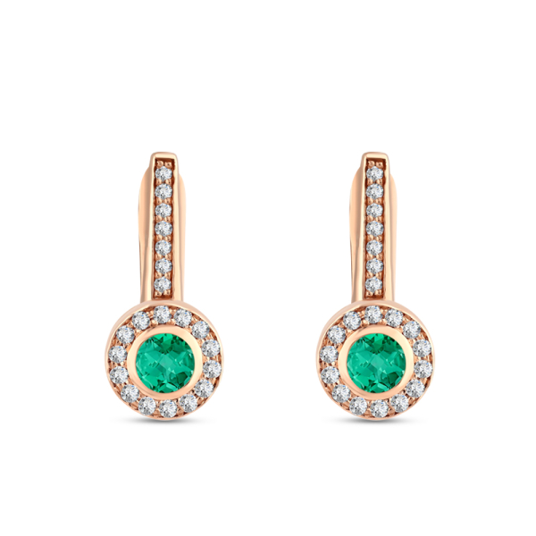 0.64 Karat Pırlanta Zümrüt Küpe