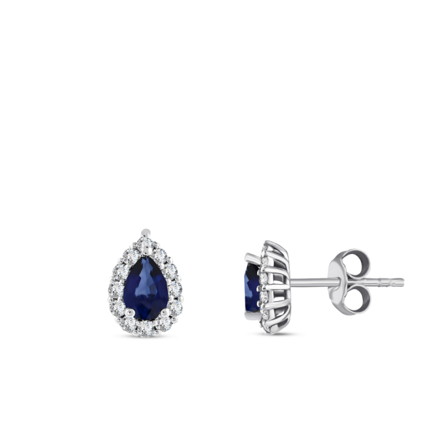 1.13 Karat Pırlanta Safir Küpe