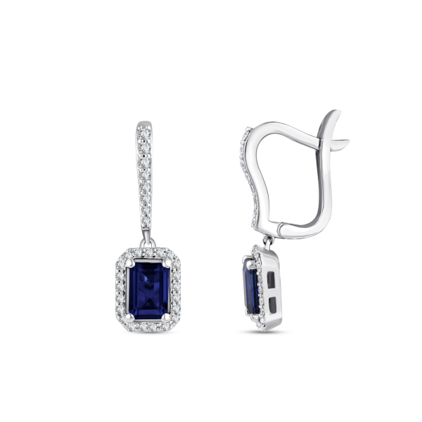 1.74 Karat Pırlanta Safir Küpe
