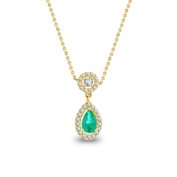 0.32 Karat Pırlanta Zümrüt Kolye