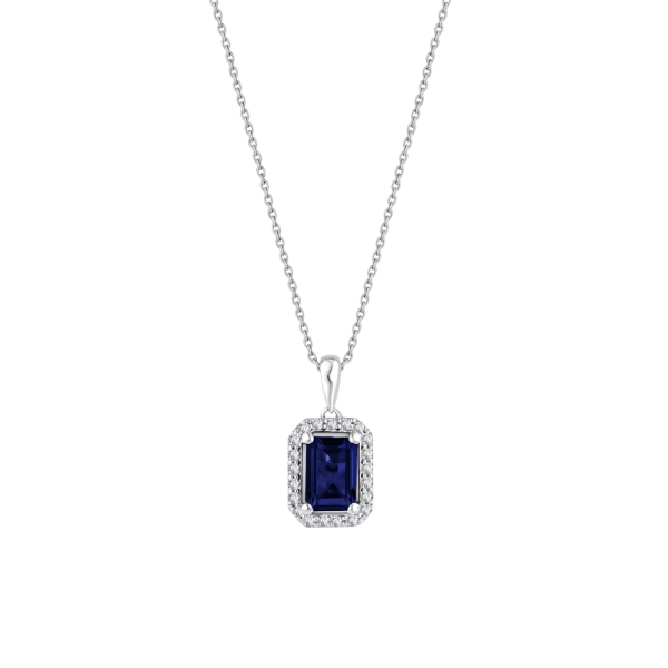 0.88 Karat Pırlanta Safir Kolye