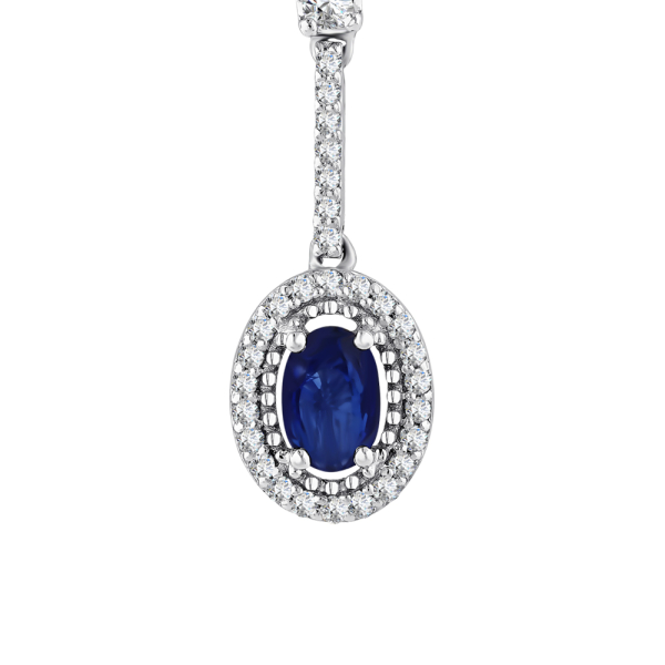 Oval Safir Pırlanta Kolye