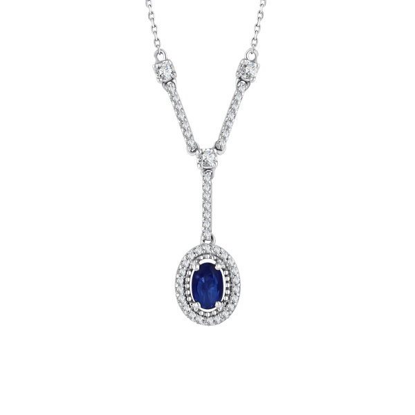 Oval Safir Pırlanta Kolye