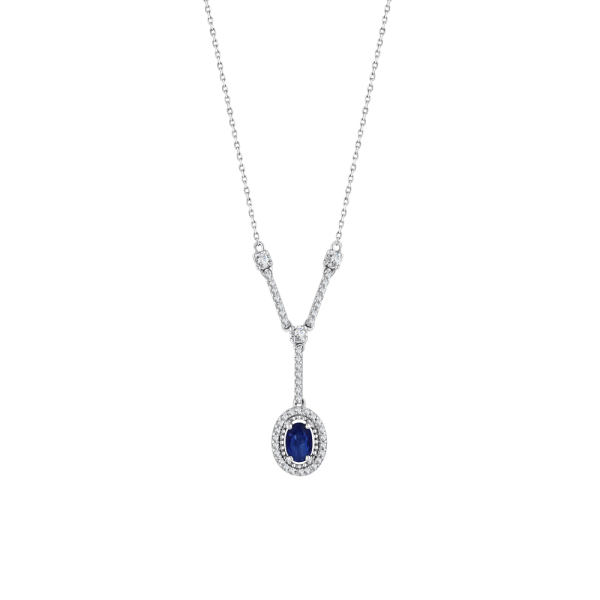 Oval Safir Pırlanta Kolye