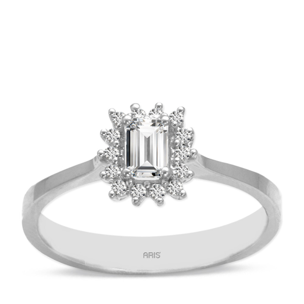 Zümrüt Kesim Tektaş Pırlanta Yüzük