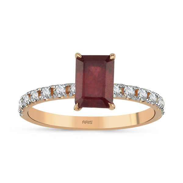 Zümrüt Kesim Yakut Pırlanta Yüzük