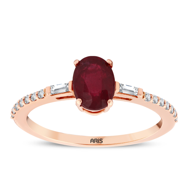 Oval Yakut Pırlanta Yüzük