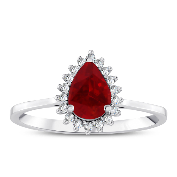 1.07 Karat Damla Yakut Pırlanta Yüzük