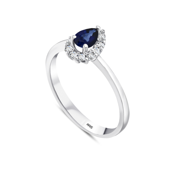 0.60 Karat Damla Safir Pırlanta Yüzük