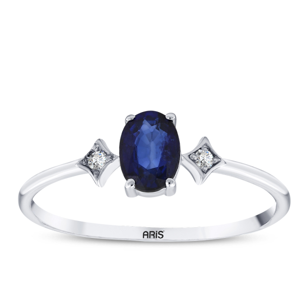 0.52 Karat Oval Safir Pırlanta Yüzük