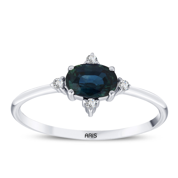 0.61 Karat Oval Safir Pırlanta Yüzük