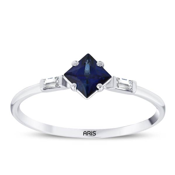 0.38 Karat Prenses Safir Pırlanta Yüzük