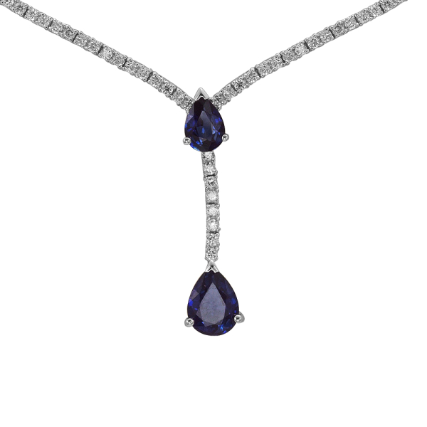 Pırlanta Damla Safir Gerdanlık
