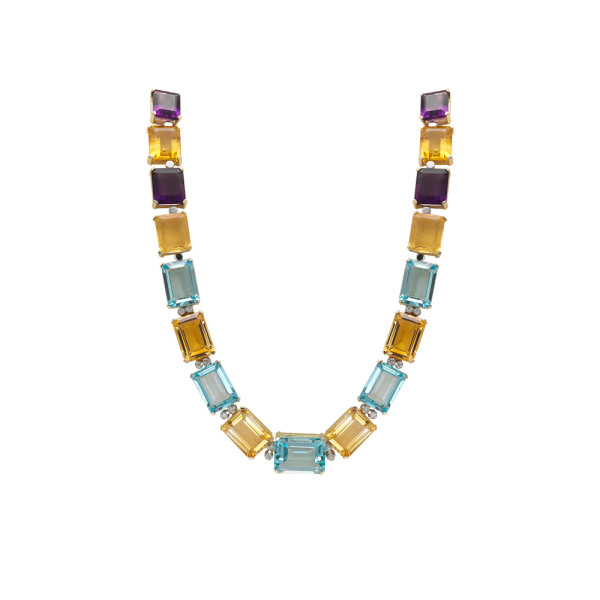 Renkli Taşlı Pırlanta Gerdanlık