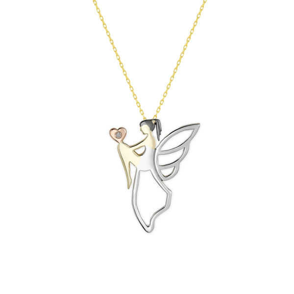 Pırlanta Kalpli Peri Kolye