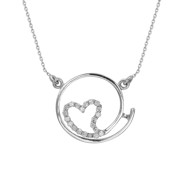 Pırlanta Kalp Lava Kolye