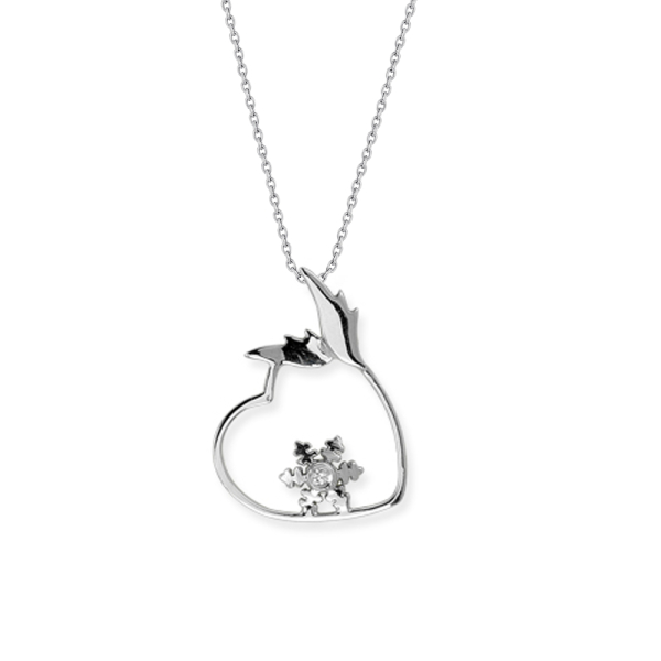 Pırlanta Kalp Kar Tanesi Kolye