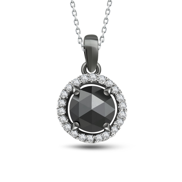 Siyah Pırlanta Tektaş Kolye