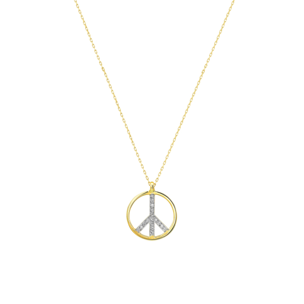 Pırlanta Barış Sembolü Kolye (Peace)
