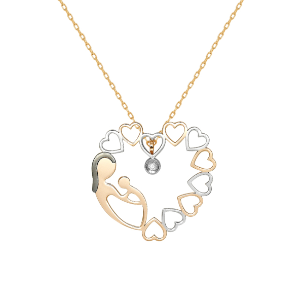 Pırlanta Kalbim Annemle Kolye