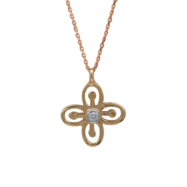 Pırlantalı Adinkra Varlık Sembolü Kolye (Besa Saka)