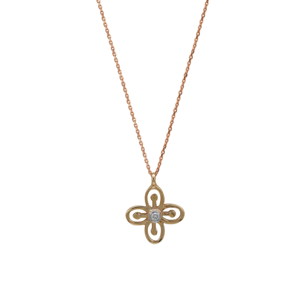 Pırlantalı Adinkra Varlık Sembolü Kolye (Besa Saka)