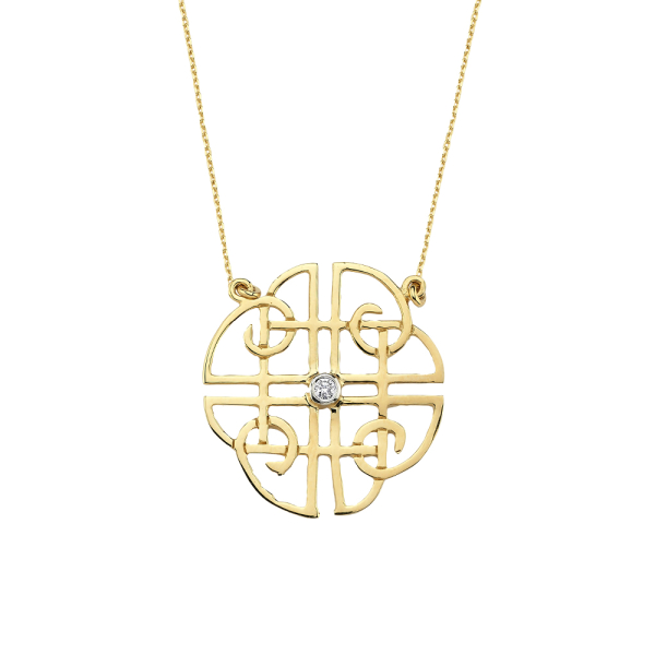 Kelt Sembolleri- Pırlanta Nazar Kalkanı (Shield Knot) Kolye