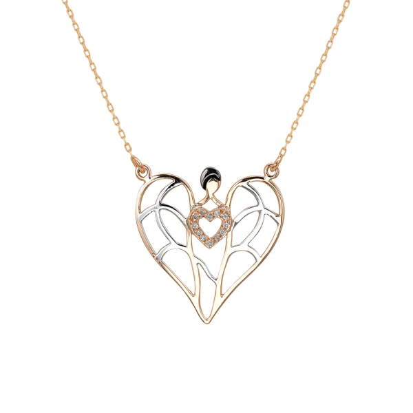 Pırlanta Melek Kalp Kolye