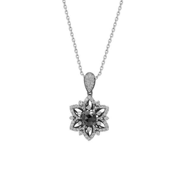 Siyah Beyaz Pırlanta Kolye