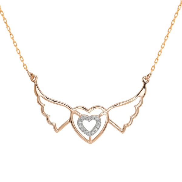 Pırlanta Kanatlı Kalp Kolye