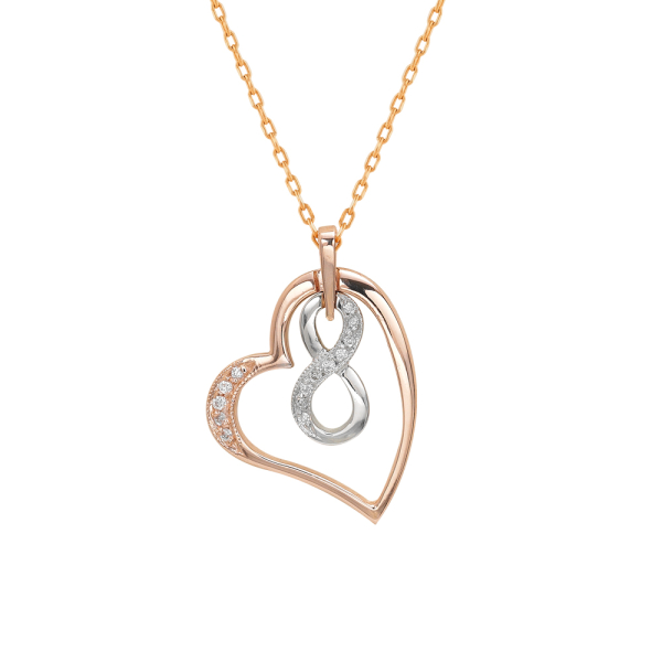 Pırlanta Kalpli Sonsuzluk Kolye