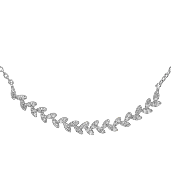 Pırlanta Yaprak Beyaz Altın Kolye