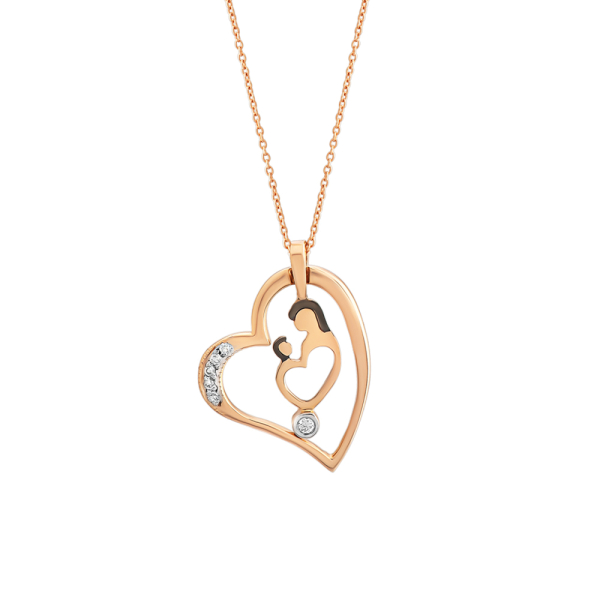 Pırlanta Kalp Anne Çocuk Kolye