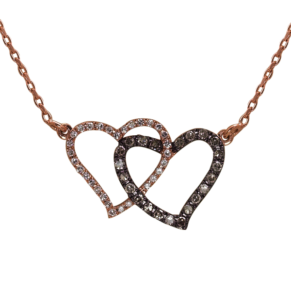 Pırlanta Çift Kalp Kolye