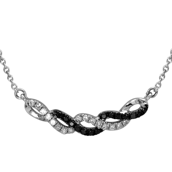 Siyah Beyaz Pırlanta Fantezi Kolye