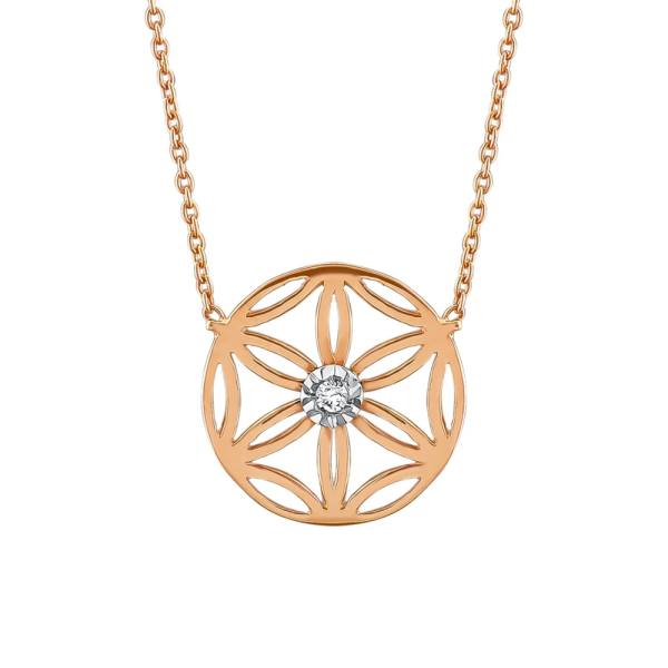 Pırlantalı Yaşam Çiçeği Kolye