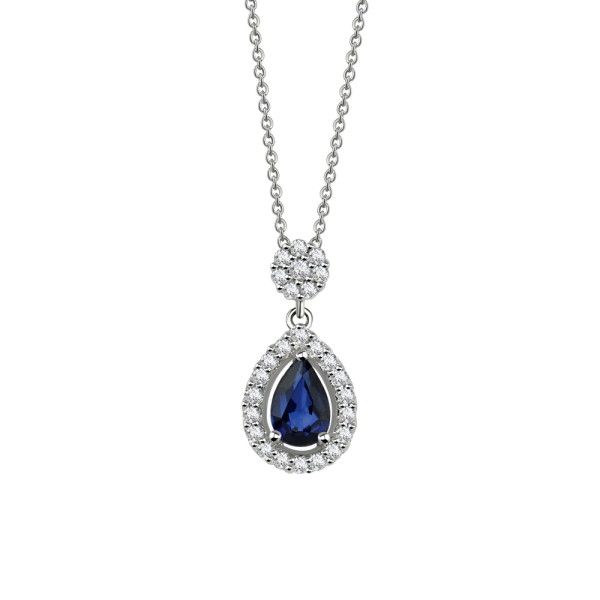 Damla Pırlanta Safir Kolye