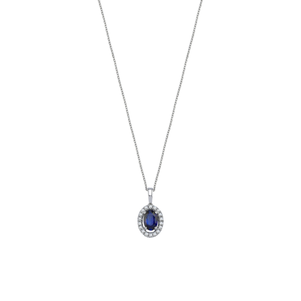 Pırlanta Oval Safir Kolye