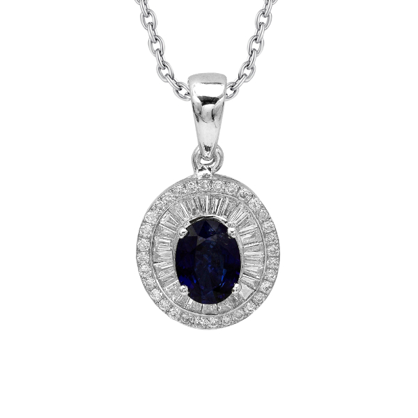 Pırlanta Safir Baget Kolye