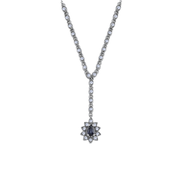 Pırlanta Safir Damla Kolye