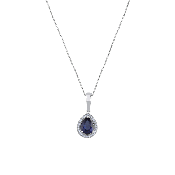 1.52 Karat Pırlanta Damla Safir Kolye