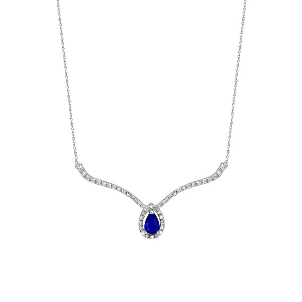 0.38 Karat Pırlanta Damla Safir Kolye