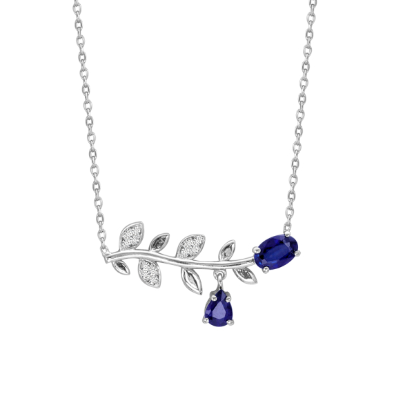 Safir Taşlı Yaprak Kolye Modeli