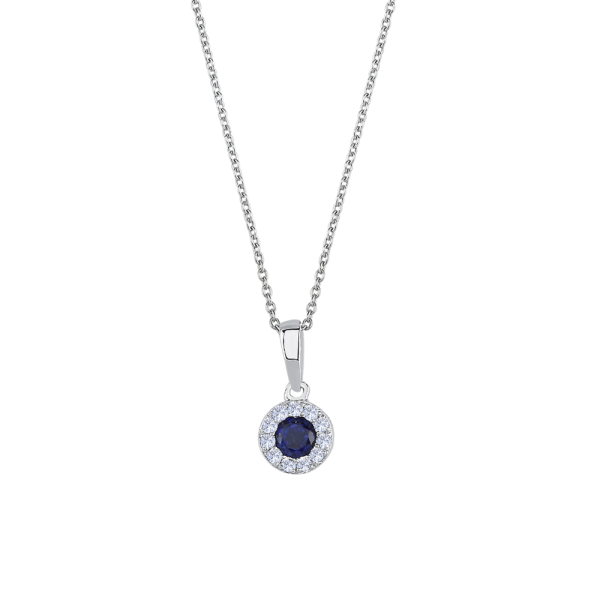 0.20 Karat Pırlanta Safir Kolye