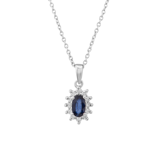 0.42 Karat Pırlanta Safir Kolye