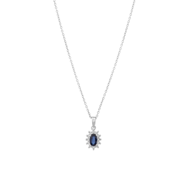 0.42 Karat Pırlanta Safir Kolye