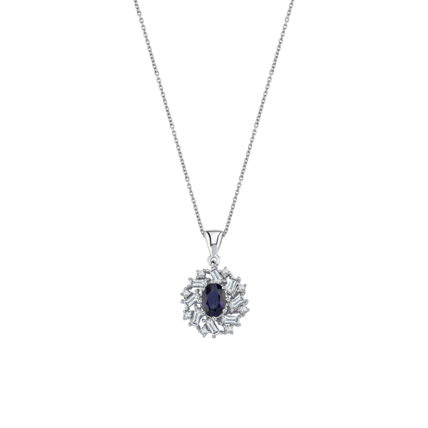 1.01 Karat Pırlanta Safir Kolye