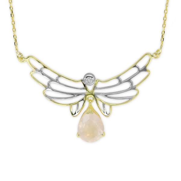 Pırlantalı Bereketin Kanatları (Ariel) Rose Quartz